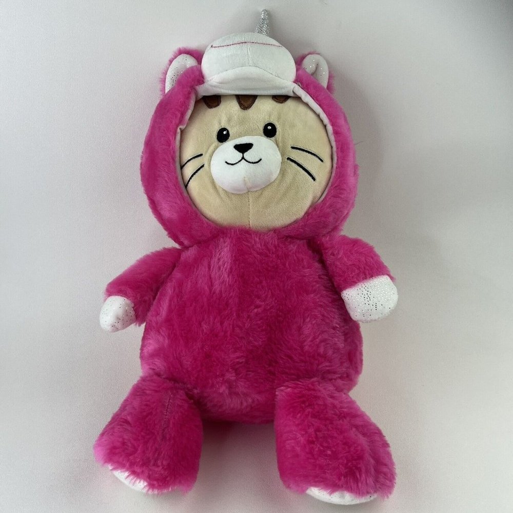 Spark Create Imagine Beige Cat In Pink Unicorn Costume Stuffed AnimalPlush 18"